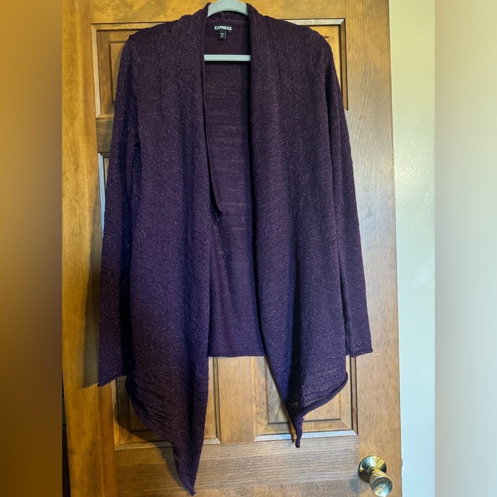 Express purple draped cardigan